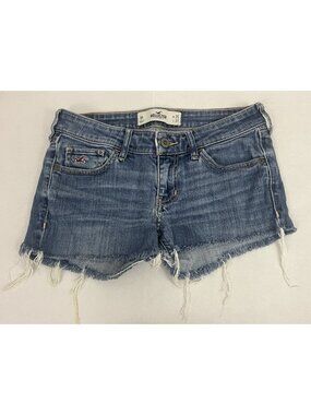 Hollister Stretch Denim Shorts Size 1R Distressed Cutoff 2" Inseam Low Rise